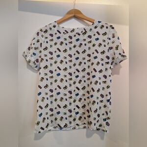 Camera pattern sheer plaid shirt size S